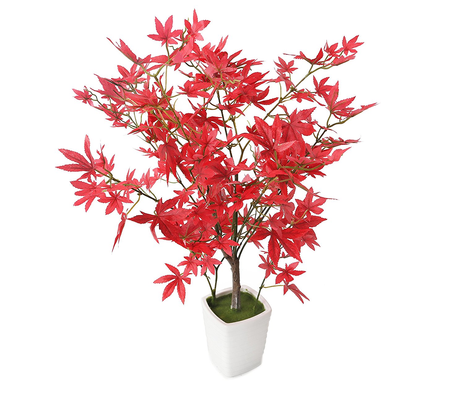 Closer2Nature Artificial 1ft 7" Red Japanese Maple Tree in a Decorative White Pot